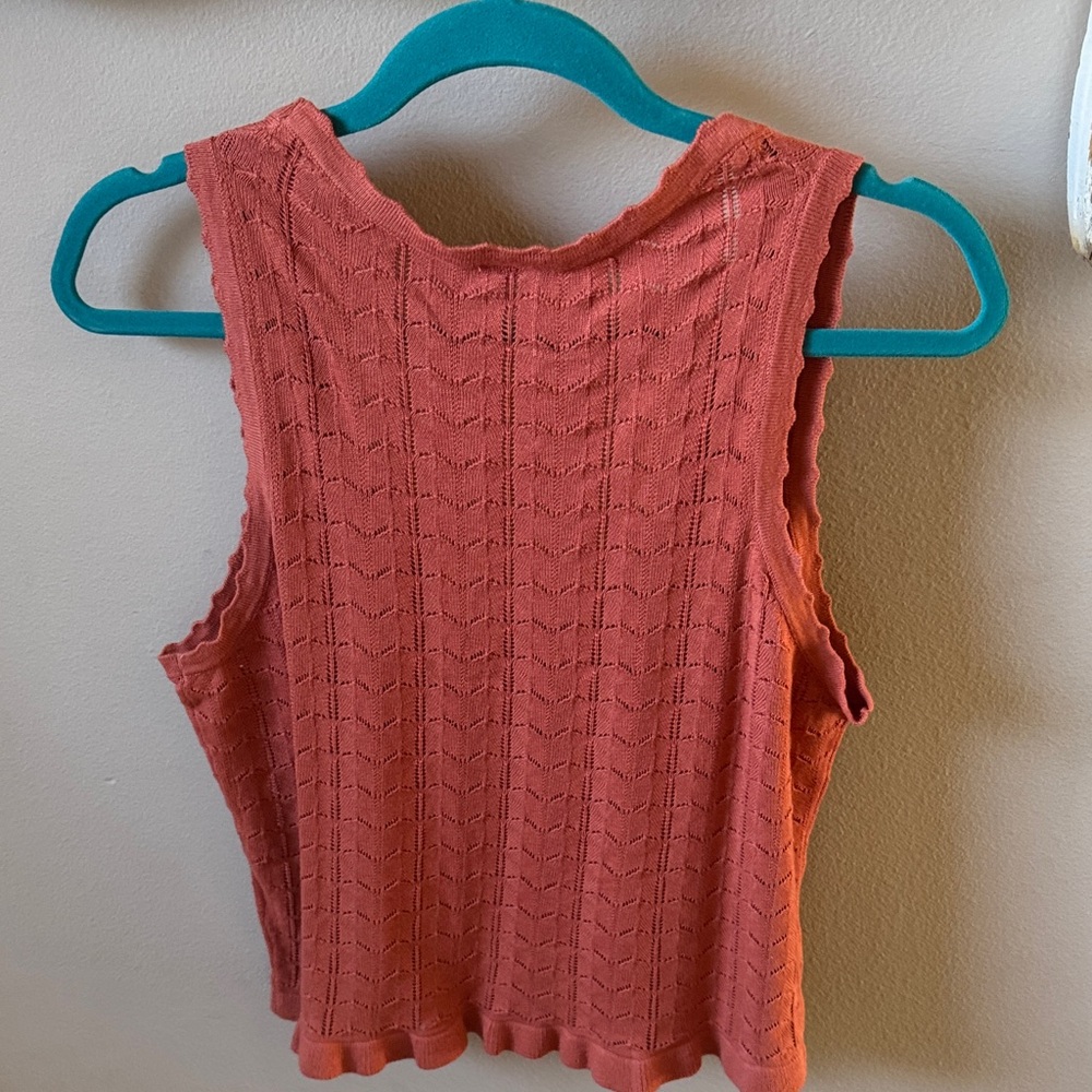 Women's Button-Front Knit Tank Top - Rust - Picture 3 of 6